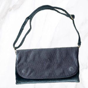 Anthropologie‎ Blue Mid-Size Velvet Crossbody Purse, OS